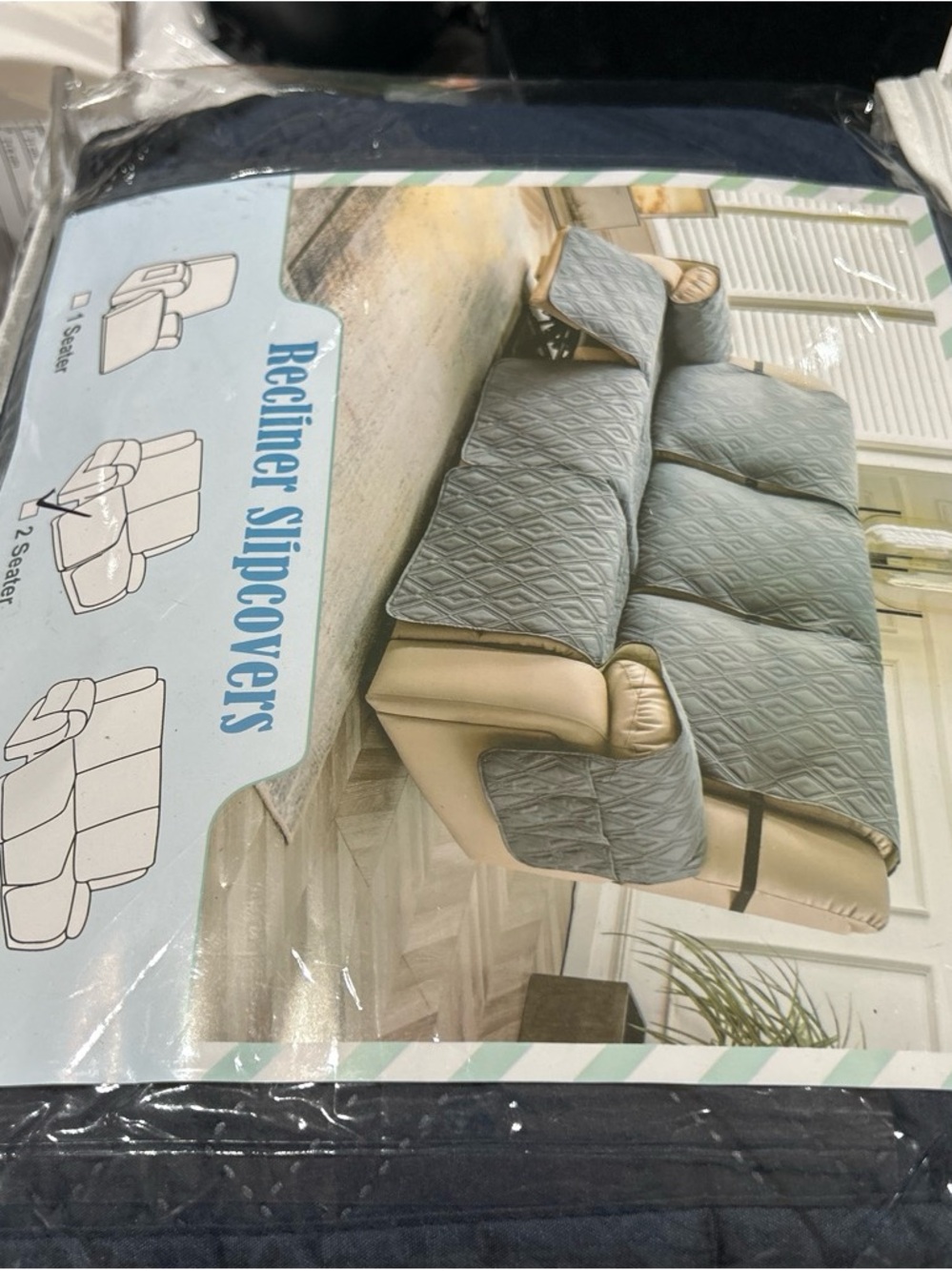 Two seater recliner slipcover